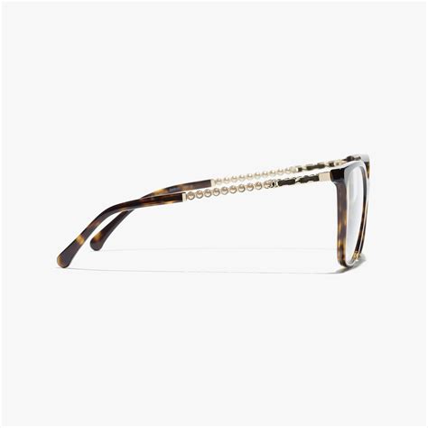 chanel 3441|Square Eyeglasses Acetate & Glass Pearls Dark Tortoise.